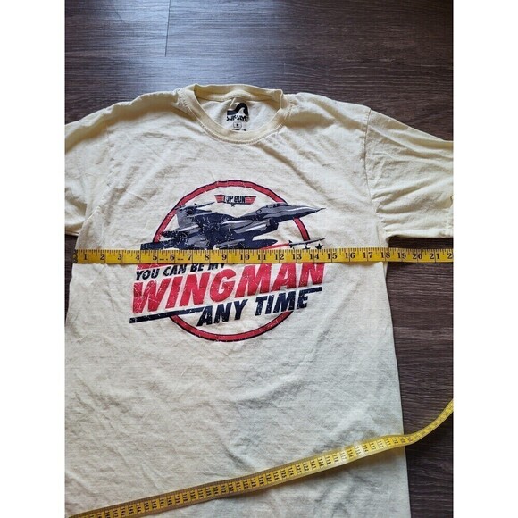 Surf Style "Wingman" Top Gun Styled Yellow Short Sleeved Graphic Tee - Medium - Picture 4 of 5